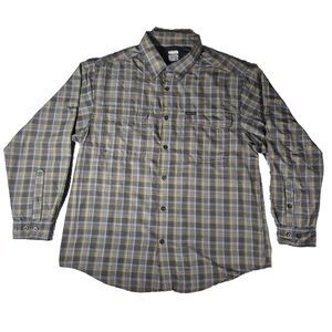 Columbia Titanium Vented Shirt Mens Size 2XL Plaid Omni-Shade Fishing Nylon